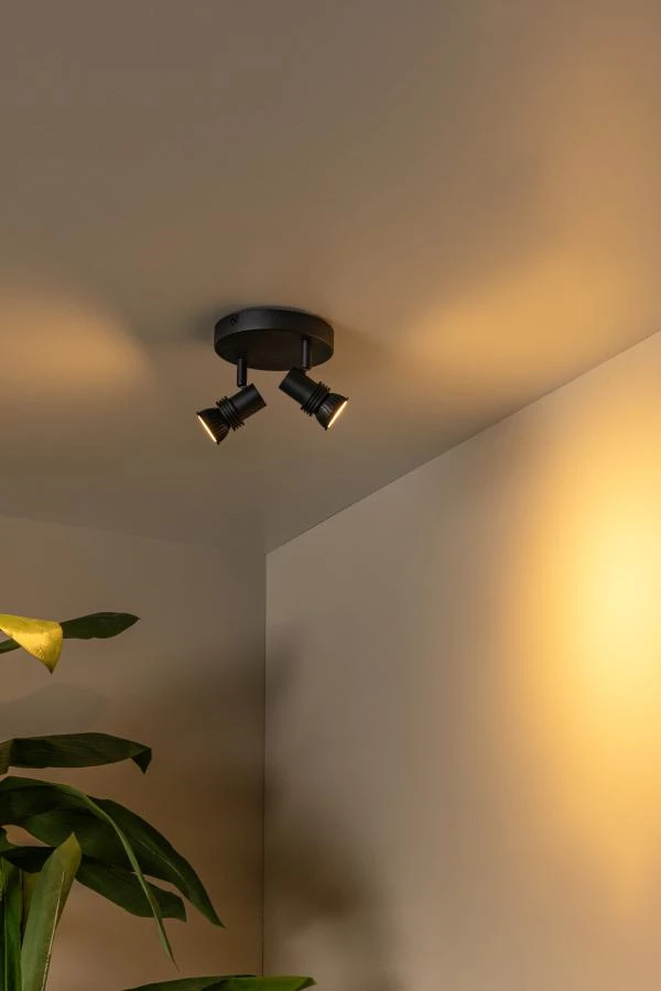 Lucide KIANTI - Ceiling spotlight - Ø 15 cm - 2xGU10 - Black - atmosphere 1